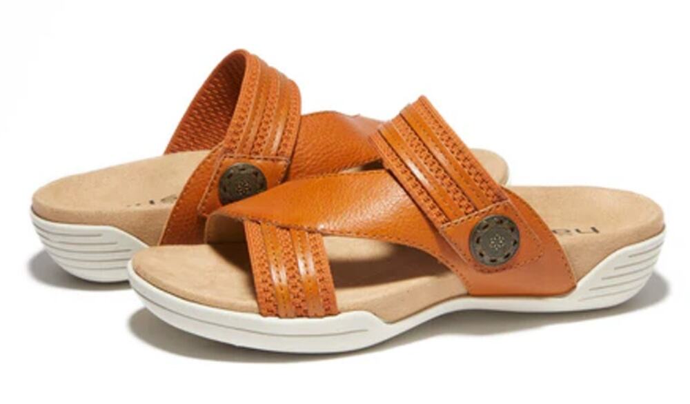 Halsa Footwear Womens Desiree Sandals Size 6 M EU 36 Tan Leather Slides NIB